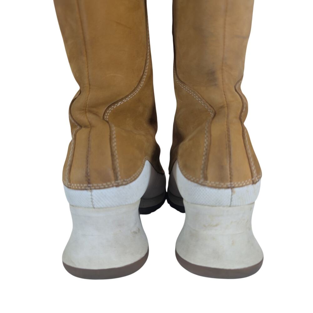 TIMBERLAND! PECAN BROWN GENUINE LEATHER, NUBUCK FINISH, UNIQUE HEEL BOOTS! 8M - Picture 9 of 16